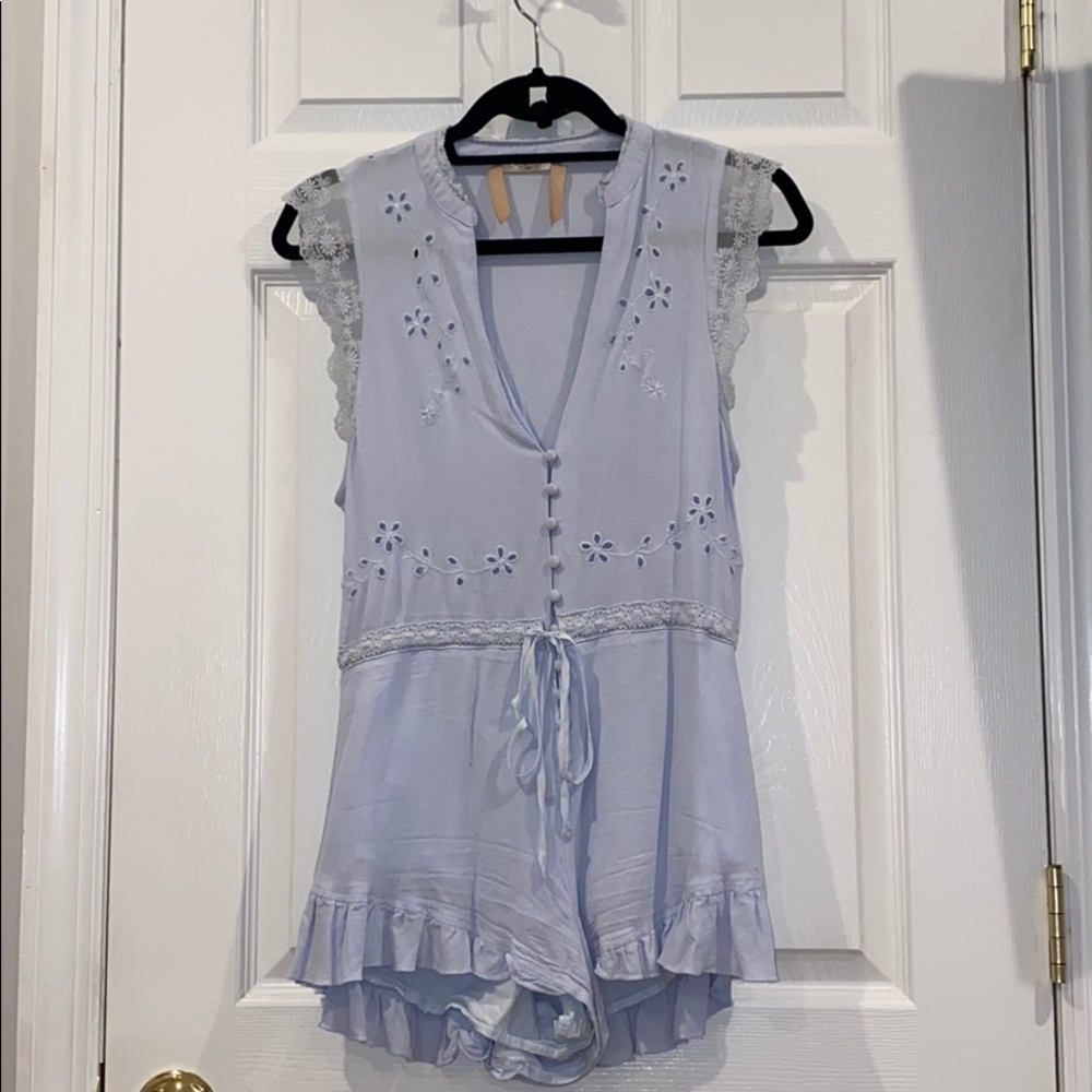 Blue lace romper